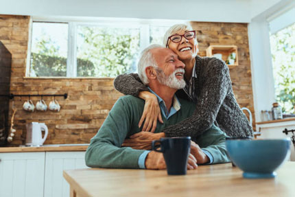 elderly couple in a cafe
